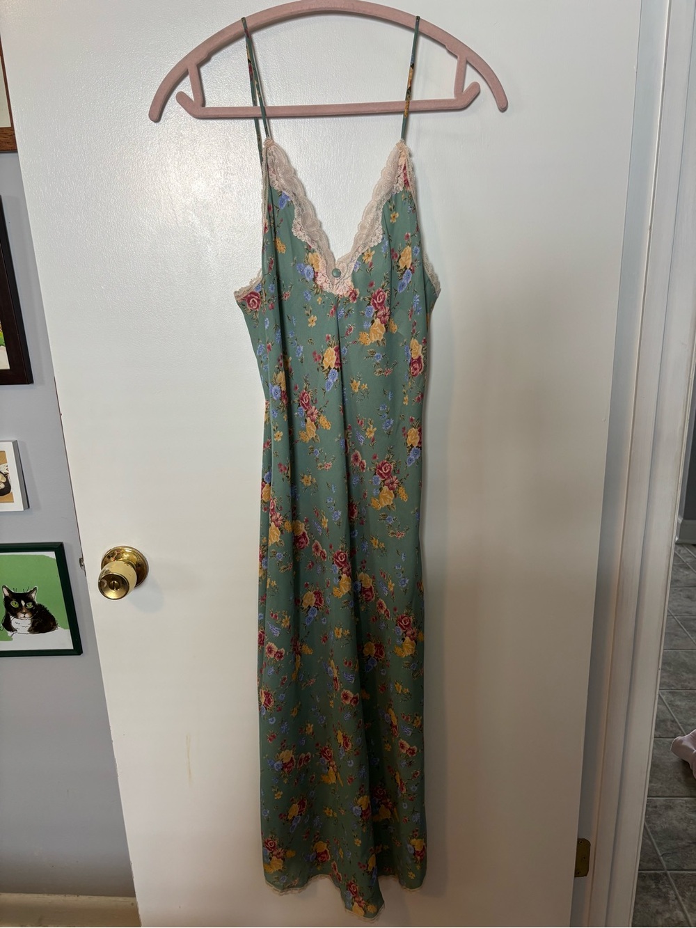 Val Mode Lingerie Floral Flirty Romantic Lace Trim Slip Dress Small